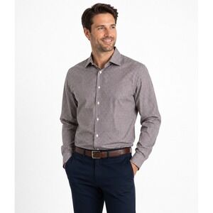 Murano Performance Brown White Gingham Button Down Shirt Long Sleeve L  77-18